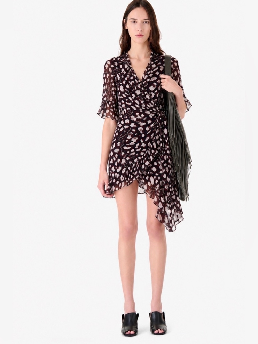 Iro Link flounce wrap asymmetrical hemline dress   Size 34 (US 2). NWT